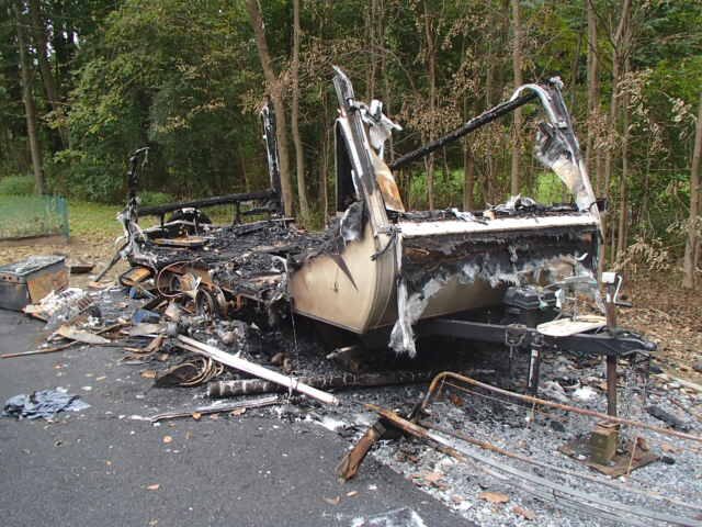 Burnt-out camper trailer removed by Scrap Rats scrap removal service